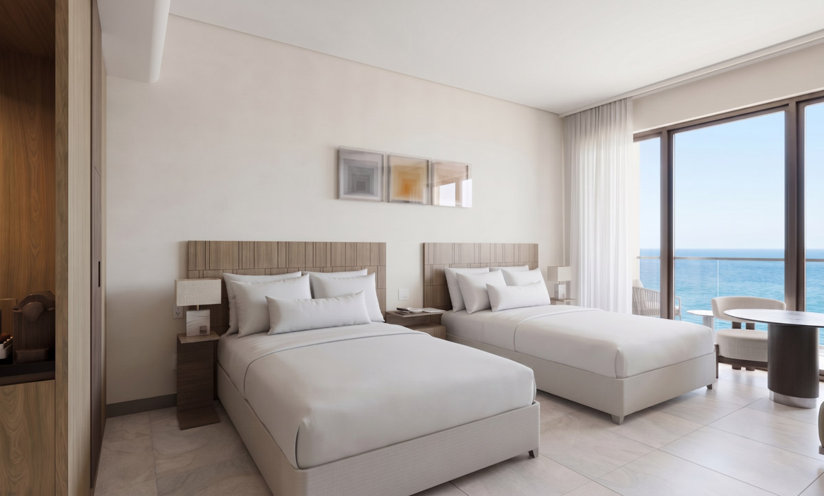 New double guest room with sea view at Fort George Hotel and Spa Belize, best hotel in Belize City